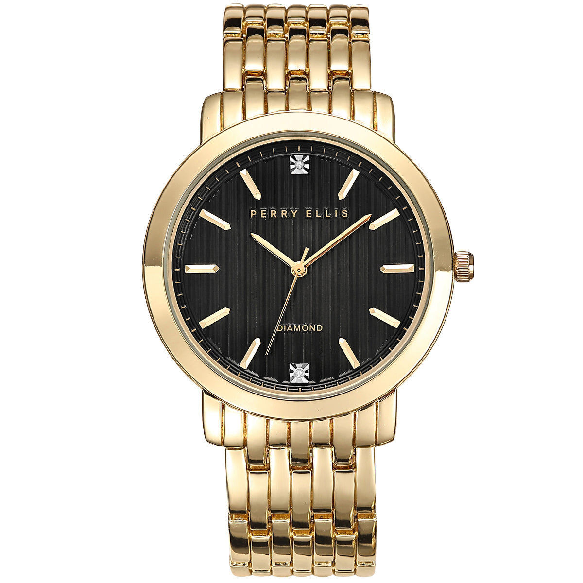 Perry Ellis Slim Diamond Metal Men’s Watch | Round | 41 MM