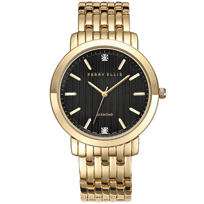 Perry Ellis Slim Diamond Metal Men’s Watch | Round | 41 MM