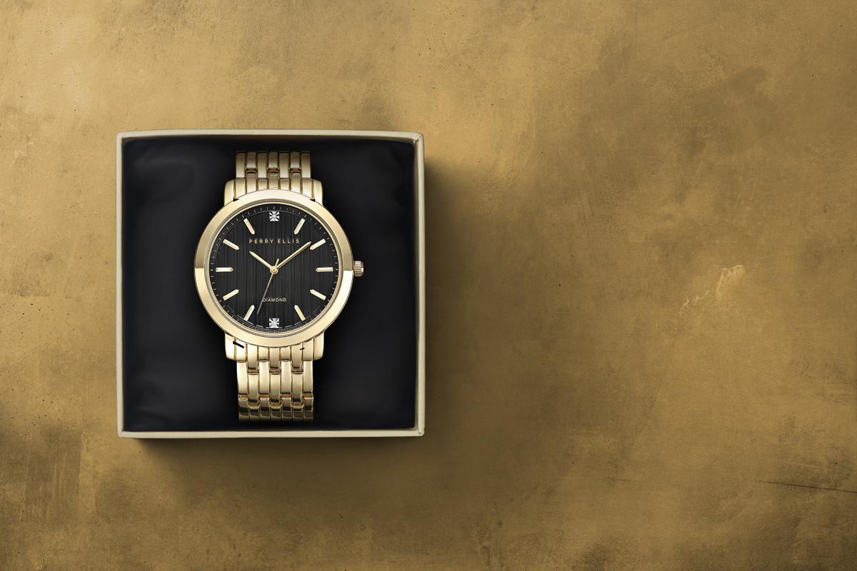Perry Ellis Slim Diamond Metal Men’s Watch | Round | 41 MM