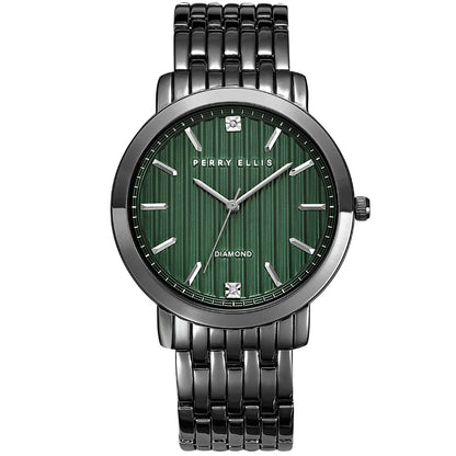 Perry Ellis Slim Diamond Metal Men’s Watch | Round | 41 MM