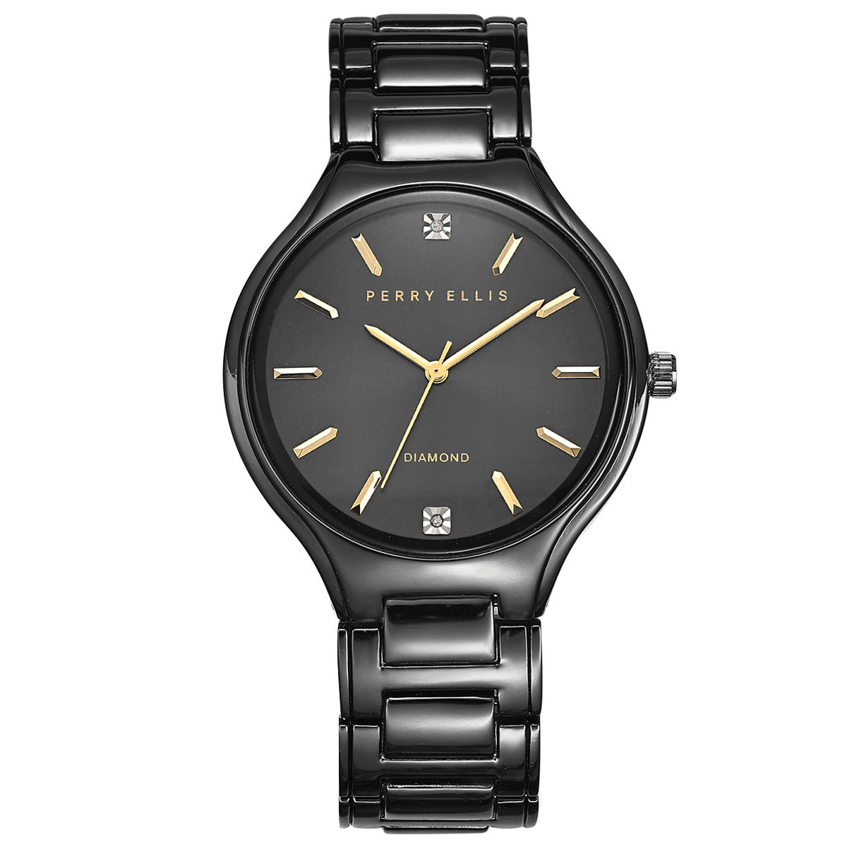 Perry Ellis Slim Diamond MetalMen’s Watch | Round Sunray Dial | 41 MM