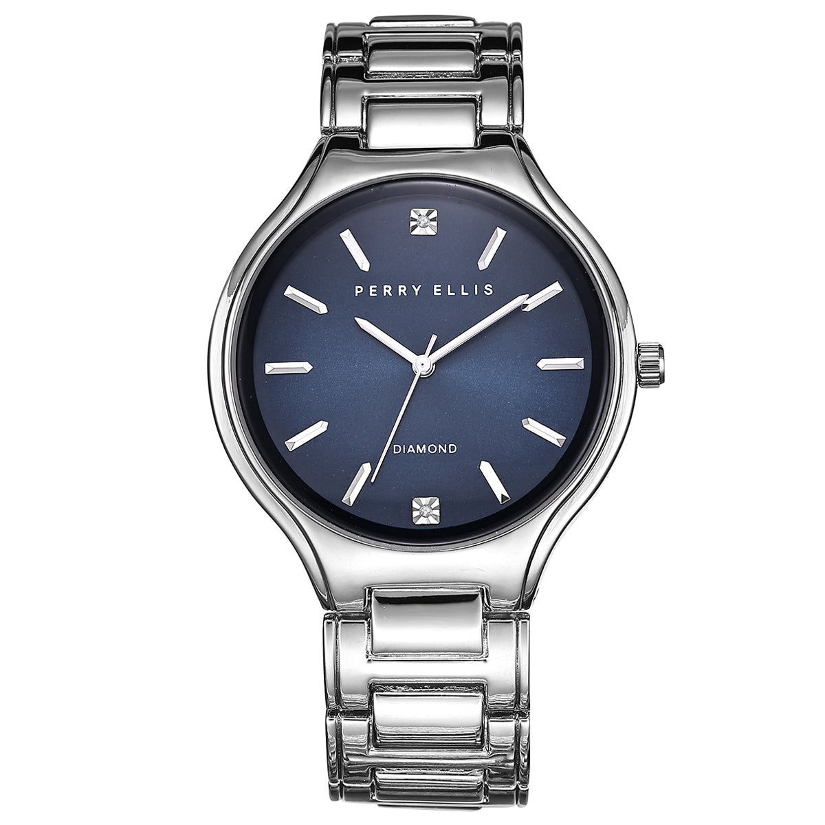Perry Ellis Slim Diamond MetalMen’s Watch | Round Sunray Dial | 41 MM