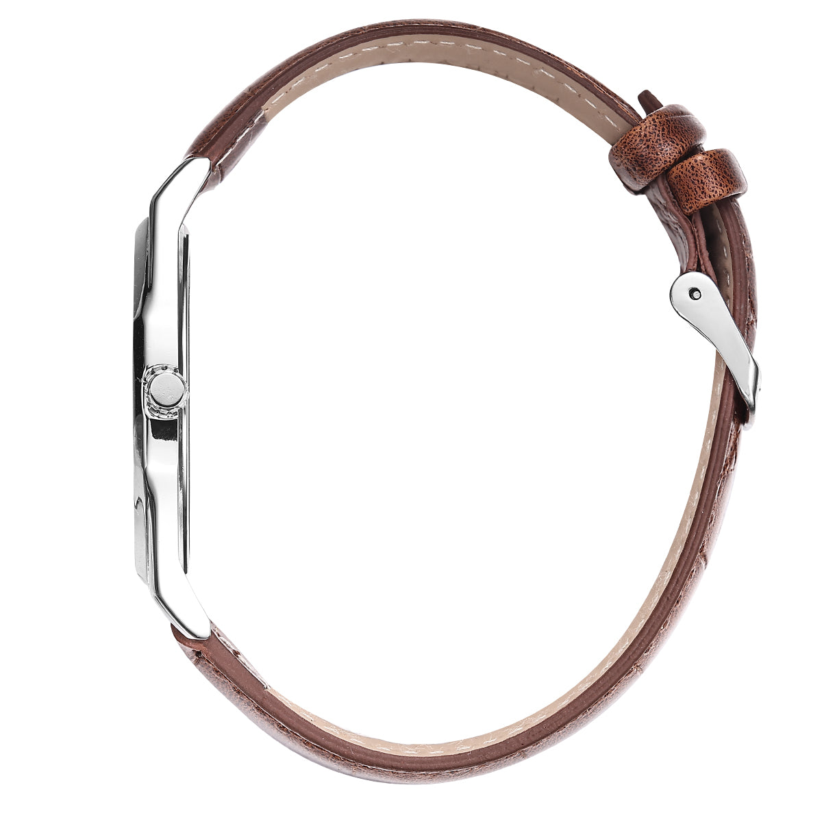 Perry Ellis Slim Diamond Leather Men’s Watch | Octagon Sunray Dial | 41 MM