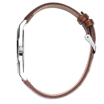Perry Ellis Slim Diamond Leather Men’s Watch | Octagon Sunray Dial | 41 MM