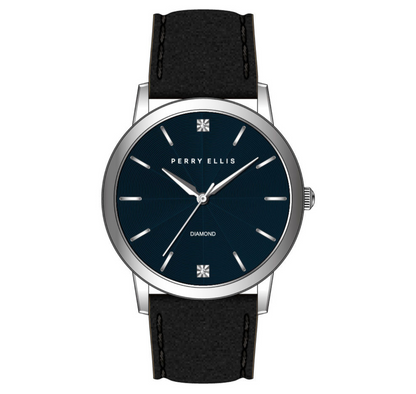 Perry Ellis Slim Diamond  Leather Men’s Watch | Round | 41 MM