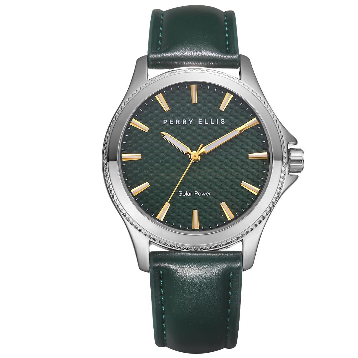 PERRY ELLIS Solar Powered Mens Watch | 42 MM Case Green