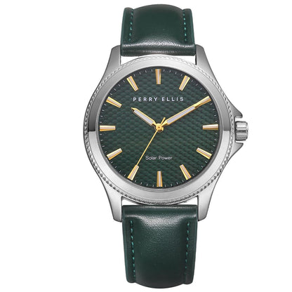 PERRY ELLIS Solar Powered Mens Watch | 42 MM Case Green